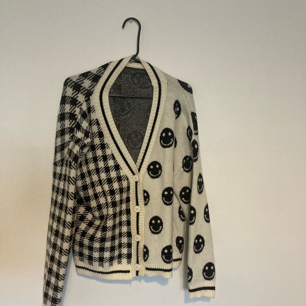 Black and White Smiley Cardigan